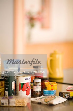 Food items on kitchen counter