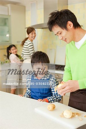 Parents and children cooking