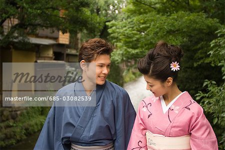 Young couple in kimono