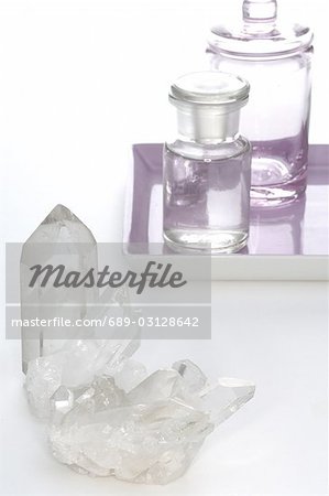 Rock crystal and small bottles