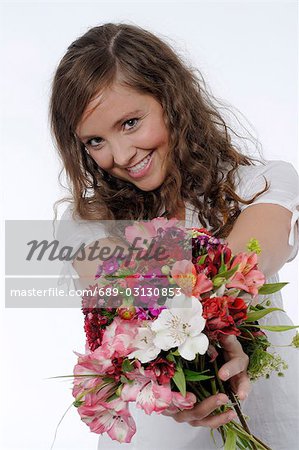Girl with bunch of flower