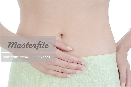 Woman holding her stomach