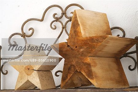 Two Decorative Wooden Stars Stock Photo Masterfile Premium