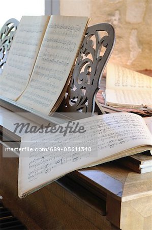 Musical score on music stand