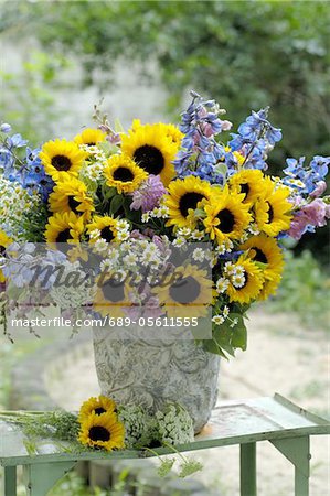 Colorful bunch of flowers with sunflowers