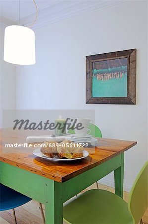 Dining room with wooden table