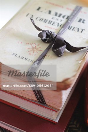 Old book wrapped with ribbon