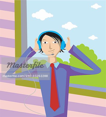 A man listening to music