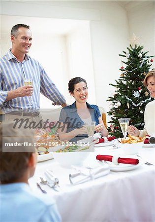 Family at table at christmas dinner