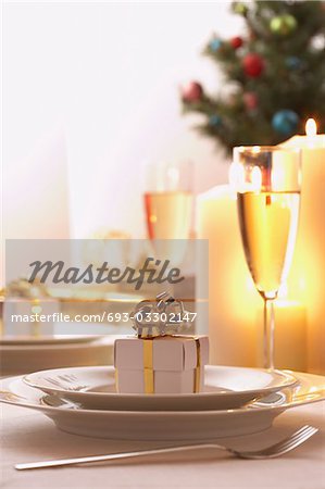 Place setting at Christmas