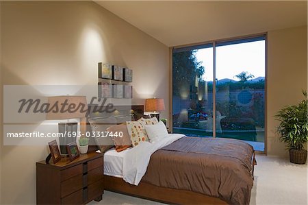 Matching bedside lamps in Palm Springs home interior