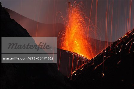 Molten lava erupts from Stromboli, Sicily Molten lava erupts from Stromboli, Sicily