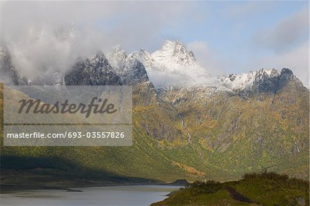 Cloud cover on mountains, Lofoten Islands, Norway