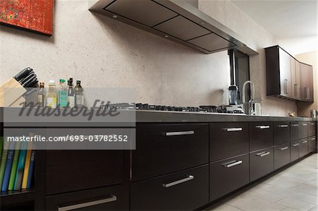 Dark wood kitchen