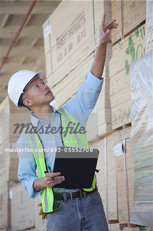 Warehouse worker taking inventory