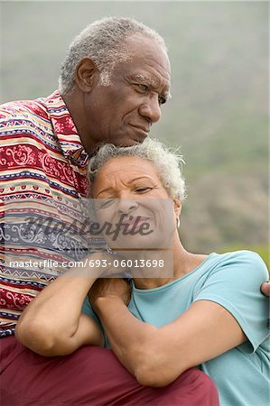 Senior couple relaxing outdoors