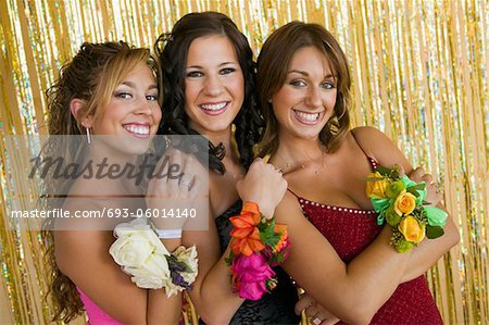 Well-dressed teenager girls at school dance, portrait