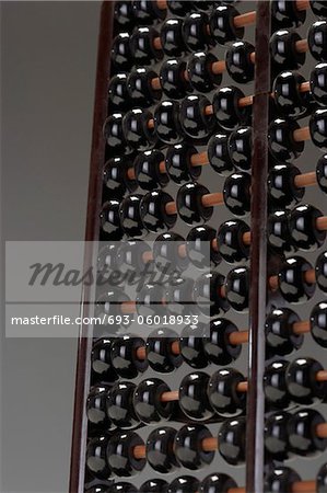 Abacus, close up of rows of black beads