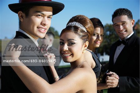 Girl and boy (13-15) dancing at Quinceanera