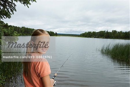 USA, Alaska, teenage girl fishing at lake, portrait - Stock Photo -  Masterfile - Premium Royalty-Free, Code: 693-06019761