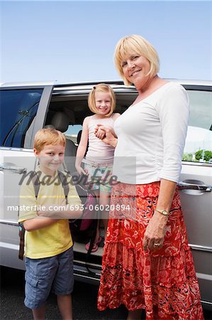 Mother Driving Children to School