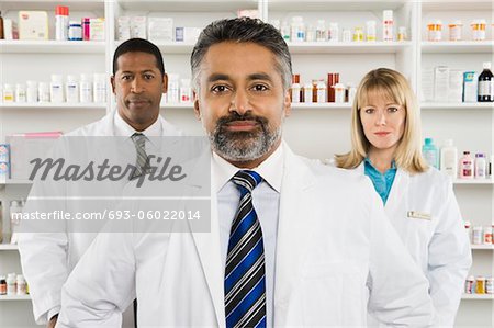 Three pharmacists, portrait