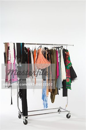 Selection of clothes on a rail