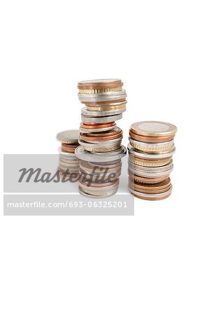 Stack of coins over white background Stack of coins over white background