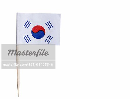 Korean flag in toothpick against white background