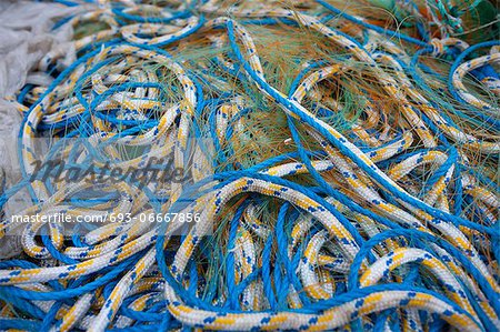 Detail of fishing nets and ropes