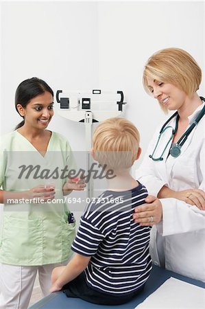 Boy being examined