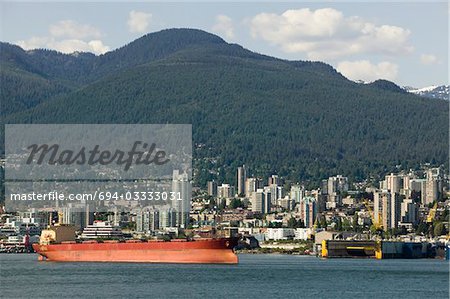 Cargo ship in Vancouver Harbour, British Columbia