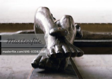Statue of crucifixion, low angle view