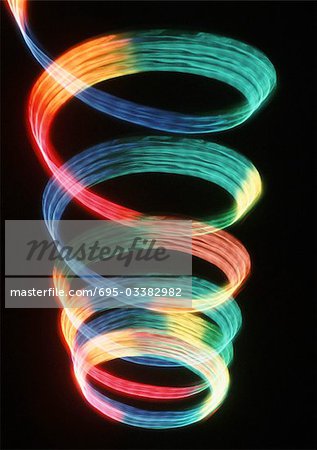 Spiraling light effect, rainbow colors.