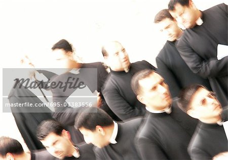 Israel, Jerusalem, crowd of priests, blurry.