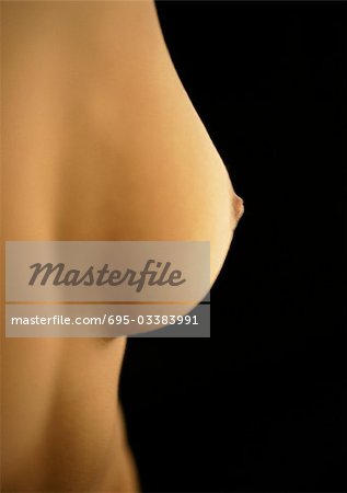 Woman's bare breast, side view, close-up, Stock Photo, Picture And