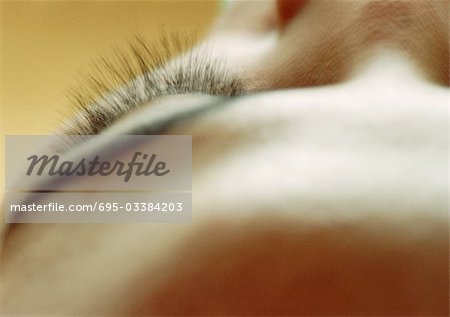 Woman's eyelashes, high angle view, close-up