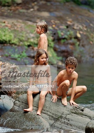 kids bathing in river