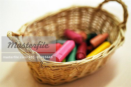 Basket full of crayons