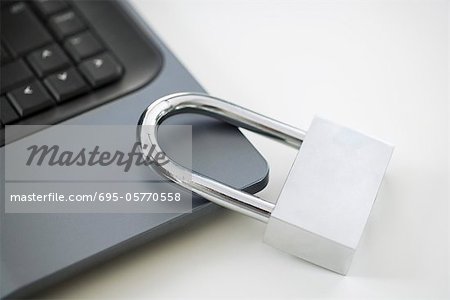 Padlock on laptop computer