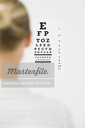 Woman taking eye exam
