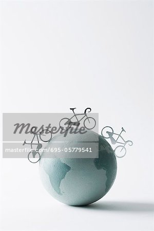 Bicycles circling globe