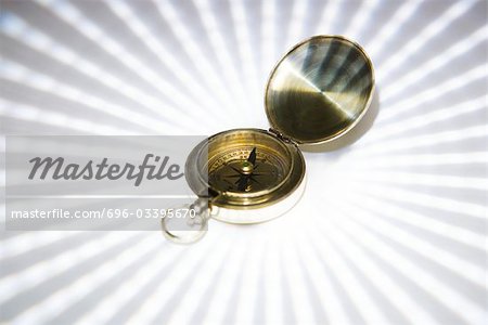 Brass compass, close-up