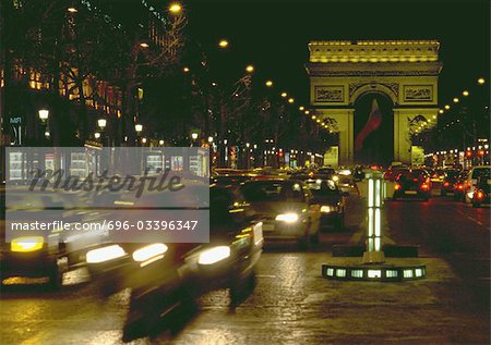 France, Paris, Arc de Triomphe at night