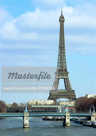 France, Paris, Eiffel Tower and River Seine
