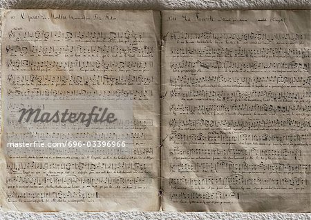 Wrinkled pages of music, close-up