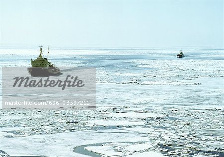 Baltic Sea, ships on icy water