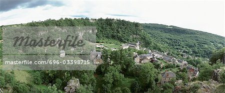 France, village, elevated view, panoramic view