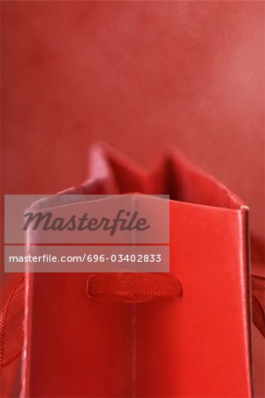 Top of red gift bag, detail