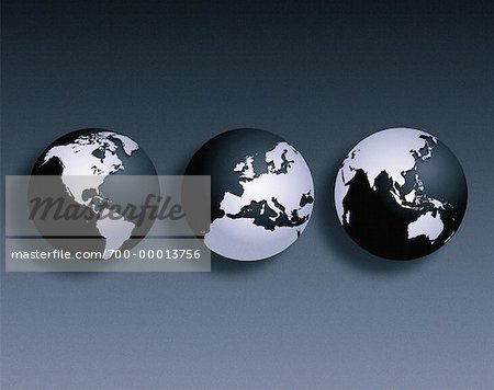 Three Globes North and South America, Europe Pacific Rim